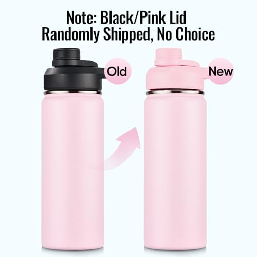 Image of Fijinhom Insulated Water Bottle with Handle, 304 Stainless Steel Water Bottles with Wide Mouth, Double Wall Vacuum Sports Water Bottle, BPA Free, Keep Cold and Hot, 18 Ounces, Pink