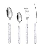 Ahorre tiempo y esfuerzo: este moderno juego de cubiertos es apto para lavavajillas, es fácil de limpiar y no absorbe los sabores de los alimentos, lo que le ahorra tiempo y esfuerzo relacionados con el lavado de manos.