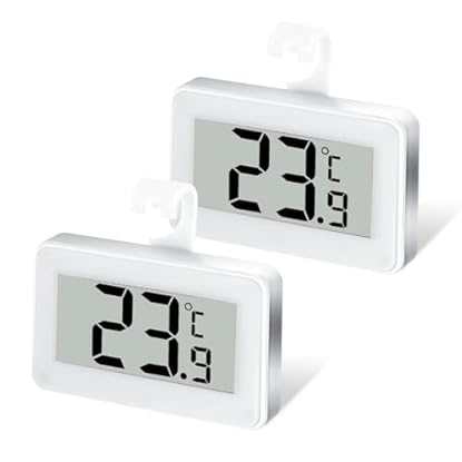 Foto di Kasanni 2 Pezzi Termometro Digitale Frigorifero, Termometro Ambiente Interno con Registrazione Max/Min, Magnetico Termometro Display con Gancio, Conversione ℃ /℉, Ideale per Casa, Ristoranti, Caffè