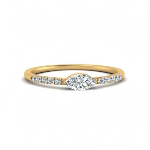 Bague de fiançailles marquise est ouest fine pour doigts sensibles tailles 47-70