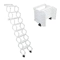 8 Steps Wall-Mounted Attic Ladder, 7.2ft Steel Retractable Loft Pull Down Attic Ladder with Handrails, 440lbs Capacity, Space Saving, Attic Ladder Pull Down System for Attics Garages Roofs, White