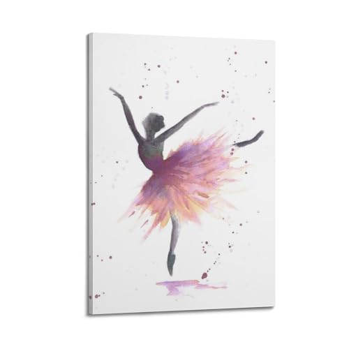 Poster de danse romantique ballerine coucher de soleil aquarelle 30x45cm