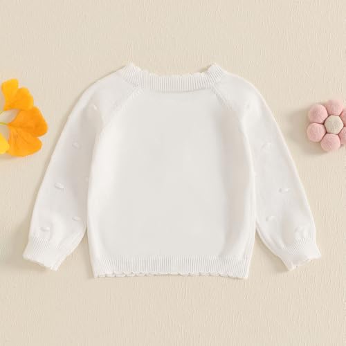 Kids Little Girls Button Front Crop Sweater Cardigan Solid Color Crew Neck Long Sleeve Knit Spring Fall Tops3