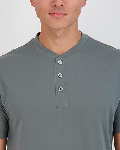 Image of Real Essentials 3 Pack: Mens Casual Long & Short Sleeve Cotton Henley Lightweight Button T-Shirt, Long Sleeve - Set