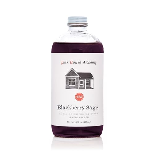 Image of Pink House Alchemy Blackberry Sage Simple Syrup, 16 oz, Handcrafted | Herb-Berry Cocktail Mixer, All-Natural, Small-Batch