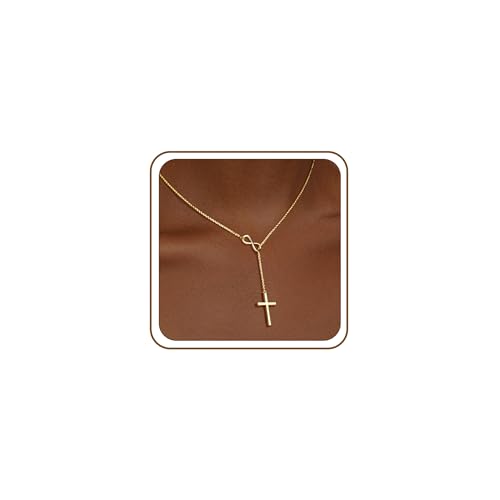 Infinity Cross Necklace for Women, 14K Gold Plated Necklace Unique Trendy Cross Pendant Jewelry, Non Tarnish & Waterproof Christian Jewelry - First Communion Confirmation Easter Gift