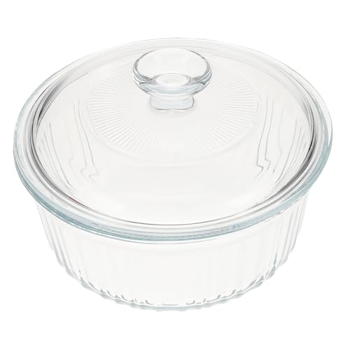 Cabilock Juego de Utensilios para Hornear Cazuela de Vidrio con Tapa de 1 6 L Olla Redonda Apta para Horno Fácil de Limpiar