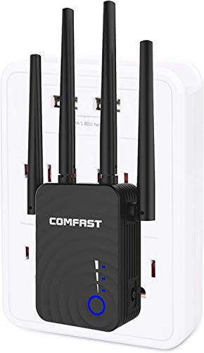 WiFi Range Extender 1200Mbps WiFi Booster AC1200 for The Hourse, Repeater 2.4 & 5GHz Dual Band WPS Wireless Signal Strong Penetrability, Wide Range of Signals(2500FT), Enjoy Gaming