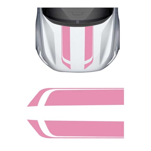 Image of Car Hood Decal Sticker, Automotive Side Body Stripe Graphics Racing Bumper Sticker, Universal Vehicle Skirt Roof Bonnet Vinyl Decal Exterior Decoration, Car Accessories (Pink)