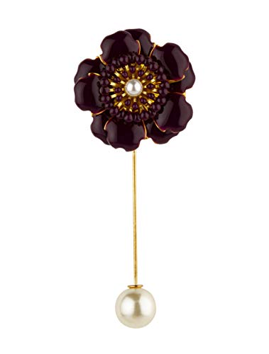 Knighthood Purple Flower with Pearl Detailing Lapel Pin Badge Coat Suit Wedding Gift Party Shirt Collar Accessories Brooch for Men