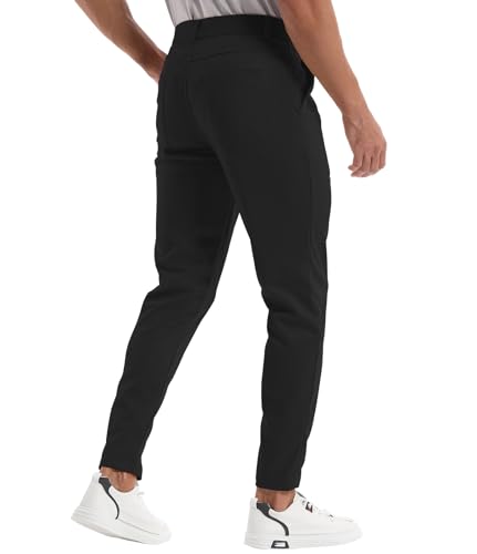 CANGHPGIN Men's Stretch Dress Pants Slim Fit Flat Front Slacks Tapered Casual Pants3