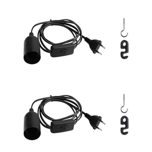 2 Pezzi cavoportalampadaconinterruttore,portalampadae27coninterruttore,cavoportalampadae27,PortalampadaE27 concavo,Base per lampadina E27,portalampada con interruttore,Per Per prese, ecc.