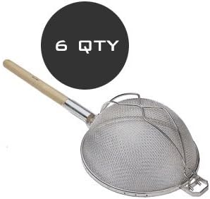 HALF DOZEN WOOD HANDLE 14" ROUND STRAINER - WHOLESALE QTY