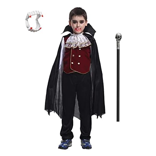 ZUCOS Kids Boys Vampire Halloween Costume Gothic Classic Cosplay Dress Up Set (10-12 años)