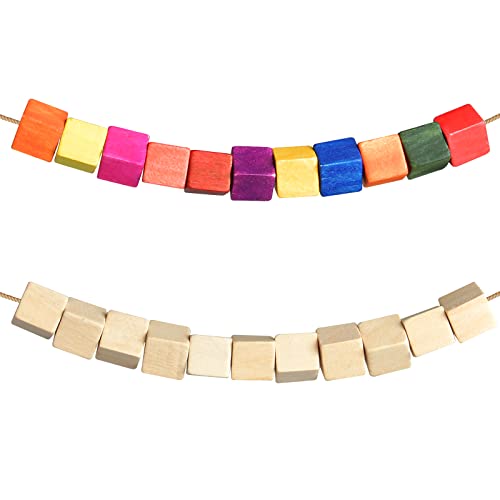 Supkiir Wood Craft Cubes, 100Pcs Wooden Craft Blocks With Holes, Unfinished Wood Cubes For Diy Projects Craft Alphabet Blocks, Small Wooden Square Blocks (0.47In-12Mm) #TOP5