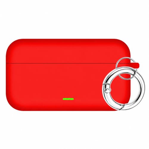 Image of Aniex Silicone Case Cover for realme Buds T500 Pro, Shockproof, Anti-Slip, Dustproof, Scratch Resistant, with Carabiner Hook, Full Body Protection (Circle Red)
