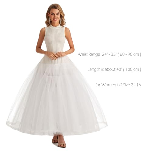 Women's Hoopless Petticoat Crinoline Underskirt Slip with 8 Layers Tulle for Wedding Dresses PPT3802