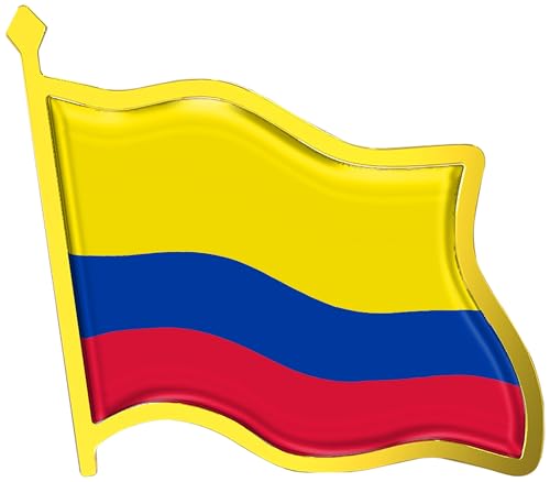 Colombia Flag Lapel Pin - Enamel Metal National Badge | World Travel Souvenir Gifts for Men & Women | Country Flag Patriotic Brooch Bulk Pack of Pins for Hat, Tie, Clothes, Backpack (1pc)