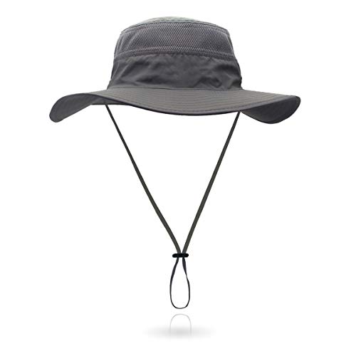 Jane Shine Outdoor Sun Hat Bucket Hats for Women Sun Protection Mesh Cap Quick-Dry UPF 50+ Dark Gray