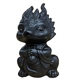 Lolyer Handmade Tea Pet, Dragon Figurine Tea Sets Accessories Tea Ceremony Desk Tea Pets, Ornament Gifts for Tea Lover Friends Party Favors, Small, Black