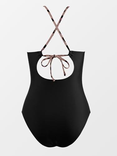 Image of CUPSHE Women's Halter Lace Up Back One Piece Swimsuit Padded Crisscross Bikini
