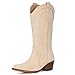IUV Suede Cowboy Boots for Women Western Mid Calf Cowgirl Boots with Embroidered, Retro Snip Toe Fashion Boot With Chunky Block Heel Summer Fall Country Music Festival Cowboy Chic