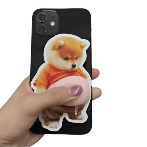 Image of Dog Wall Protection Sticker with Soft Silicone Belly, Cartoon Puppy Flat Adhesive Decor for Door, Phone, Fridge Surface (Pack of 2)