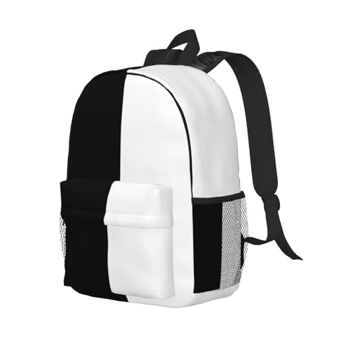 Pure Split Black and White Backpack Laptop Backpack Hiking Daypack Shoulder Bag Checkered Print Casual Bags,One Size2