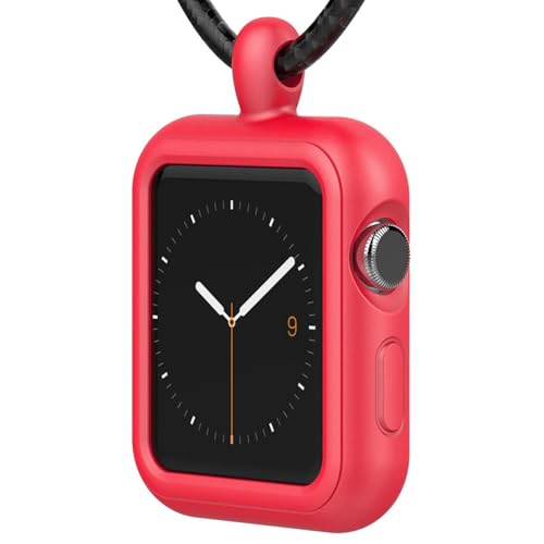 Coque silicone Apple Watch rouge et pendentif iWatch 42 44 45 46 mm série 9 8 7 10