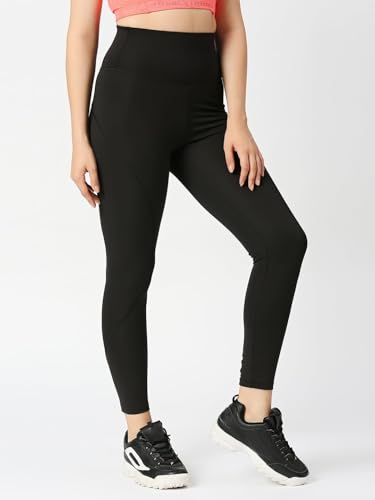 Image of Lovable Women Girls Solid Polyester Spandex Sports Tights in Black Color- Aero Sprinter XC-BK
