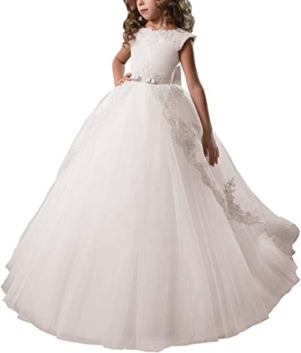 Luolanidi Flower Girl Dress Satin Lace Pageant Ball
