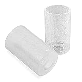 Voguad 2 Pack Clear Glass Lamp Shade with Crackle Finish, Cylinder Light Fixture Glass Shade...
