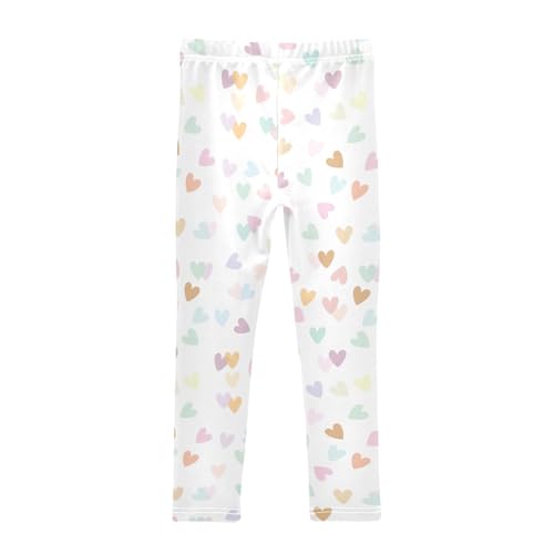 Pastel Colorful Hearts Girls Leggings,Workout Leggings for Girls Toddler Athletic Leggings Size for 3-10T2