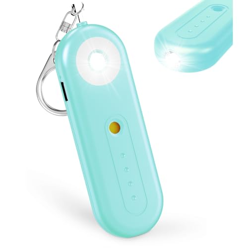 Rechargeable Personal Safety Alarm for Women – 130dB Self Defense Keychain Siren Whistle with SOS Strobe Light, Low Battery Notice – Security Protection Devices for Kids Elderly College Essentials