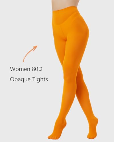 Image of DUCMODA Womens 80 Denier Opaque Tights, Women's Soft Solid Color Footed Pantyhose, High Waist Stocking with 30+ Colors
