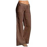 💕 [Material cómodo]: Está hecho de materiales de alta calidad, lo suficientemente duraderos para su uso diario. / Pantalones de Lino Mujer Pantalones Largos Verano Mujer Talla Grande Pantalones Lino Mujer Rectos Cropped Deporte Jogging Pantalones Mujer Anchos con Bolsillos Baratos.
