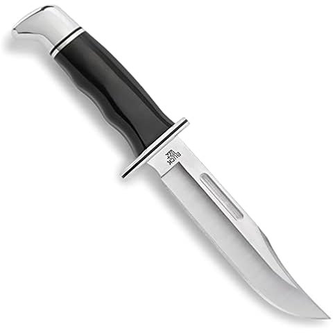 Cuchillo de caza Buck BU119 con hoja de acero y funda de cuero Cover