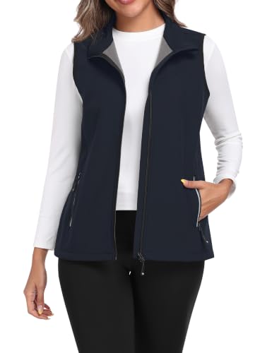MoFiz Softshellweste Damen Weste Outdoor Fleece Ärmellose Jacke Blau 3XL