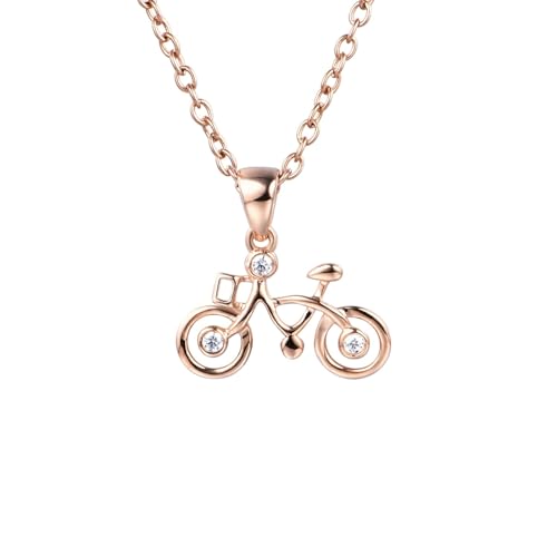 Collier Moissanite en Or pour filles et femmes, pendentif vélo 18 pouces