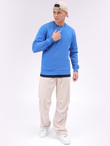 Image of The Indian Garage Co Men Regular Fit Solid Crew Neck Overhead Sweatshirt