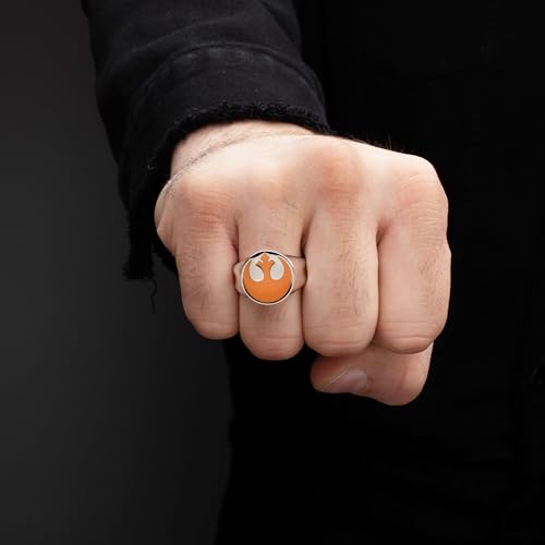 Star Wars Jewelry Men's Yellow Rebel Symbol Stainless Steel Ring, Size 12, Silver/Yellow, (SWRSFR01-12)