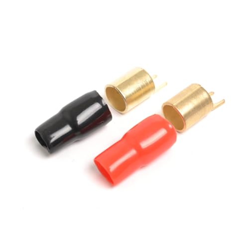 NAMOARLY 1 Pair 0ga Terminal Crimp Connectors Speaker Wire Connectors Spade Terminal Crimp Terminals Crimp Barrier Spades Copper Spade Red
