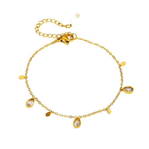 URBAN SPARKS Ensemble de bijoux luxueux en acier titanium avec zircone goutte, accessoire pour remise de diplômes et cérémonie de majorité, cadeau pour...