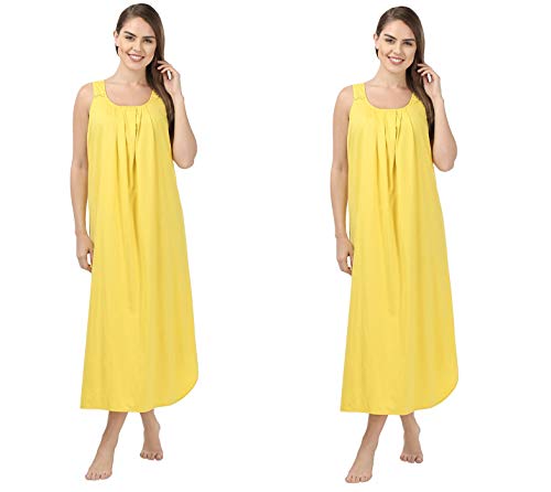 Image of BLAZON Women's Cotton Hosiery Solid Maxi Nighty Slip (Pack of 2) Available Sizes: S, M, L, XL, 2XL, 3XL, 4XL, 5XL