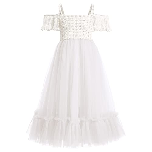Robe d'été bohème blanche en tulle pour fille de 10-11 ans