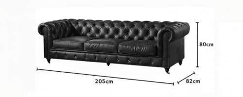 Image of 3 Seater Chesterfield Leatherette Sofa Button Tufted, Classic Style Sofa Set 3-Person Sofa for Living Room, Office, and Hallway Colour (Burgundy Leatherette, 3 Seater Sofa)