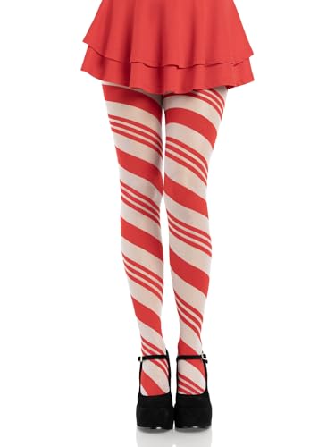 Leg Avenue womens Christmas Holiday Spandex Tights Candy Cane One Size