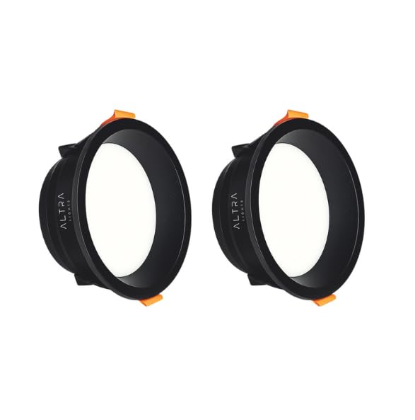Image of 15W Round LED Panel Low Deep Down Light for POP & False Ceiling Roof | Cool White Light | Polycarbonate Downlight for Home & Office Use | Black Body Surface Ceiling Light - Pack of 2