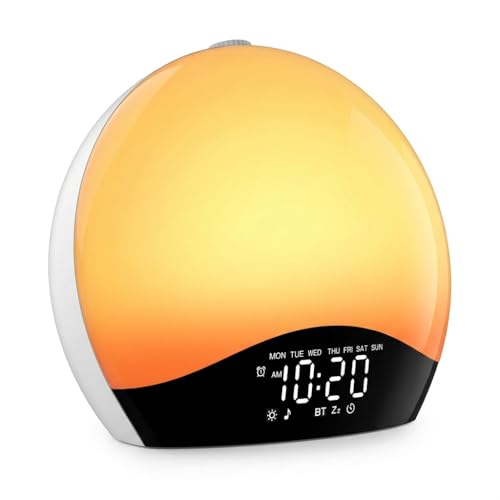 Image of JALL Sunrise Alarm Clock for Bedrooms with White Noise Sound Machine, Wake Up Light Alarm Clocks for Heavy Sleepers & Kids, Dual Alarms, Nightlight, Sleep Timer, Bluetooth Speaker
