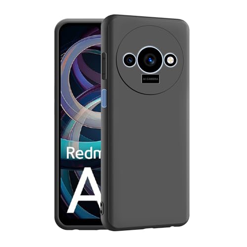 Image of CEDO Back Cover for Redmi A3 / Redmi A3x / Poco C61 (4G) | Camera Bump Protection & Inner Velvet Fabric Lining | Ultra Slim Matte Soft Rubberised Case Cover (Black)